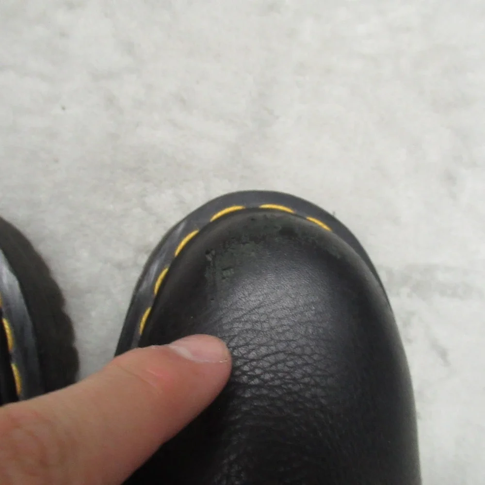 Dr Martens Unisex W5 M4 Boots Black‎ Leather Quad Platform Lug Faux Fur Chelsea